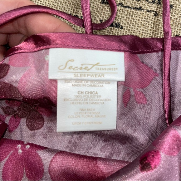 Secret Treasures NWT! Floral Mauve Purple  Chemise & Wrapper Set Size S - Picture 10 of 13